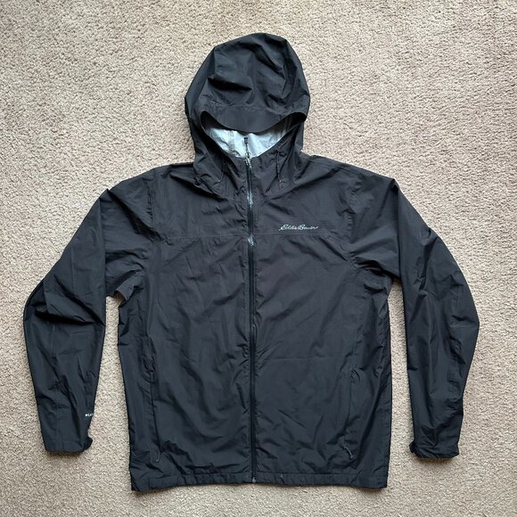 Eddie Bauer Jacket Mens Large Full Zip Waterproof Weatheredge Windbreaker Black - Picture 1 of 13